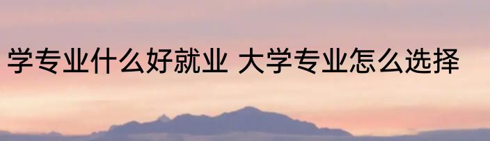 学专业什么好就业 大学专业怎么选择