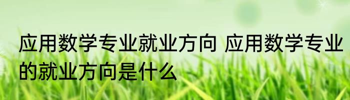 应用数学专业就业方向 应用数学专业的就业方向是什么