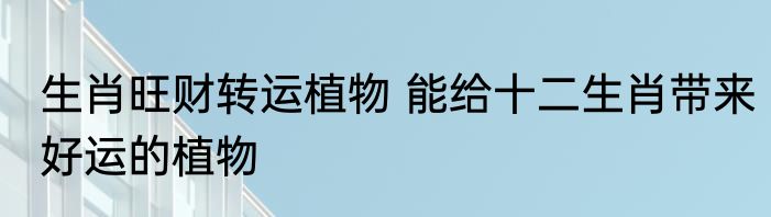 生肖旺财转运植物 能给十二生肖带来好运的植物