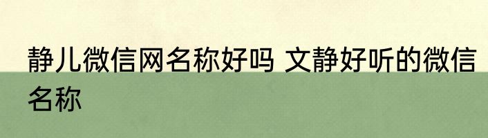 静儿微信网名称好吗 文静好听的微信名称