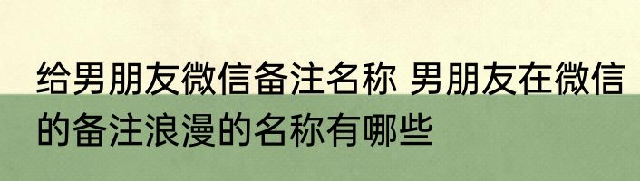 给男朋友微信备注名称 男朋友在微信的备注浪漫的名称有哪些
