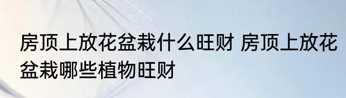 房顶上放花盆栽什么旺财 房顶上放花盆栽哪些植物旺财