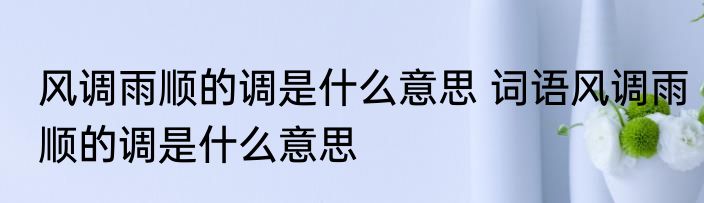 风调雨顺的调是什么意思 词语风调雨顺的调是什么意思