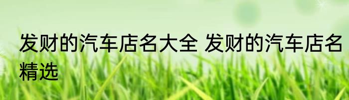 发财的汽车店名大全 发财的汽车店名精选