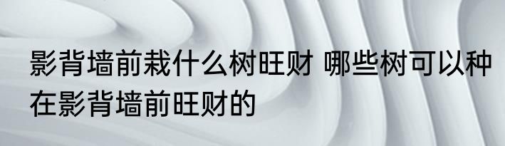 影背墙前栽什么树旺财 哪些树可以种在影背墙前旺财的