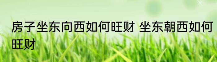 房子坐东向西如何旺财 坐东朝西如何旺财