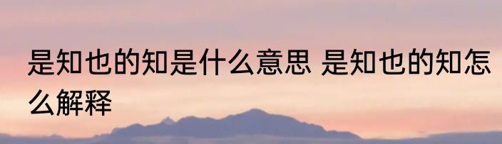 是知也的知是什么意思 是知也的知怎么解释