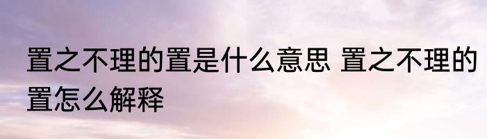 置之不理的置是什么意思 置之不理的置怎么解释