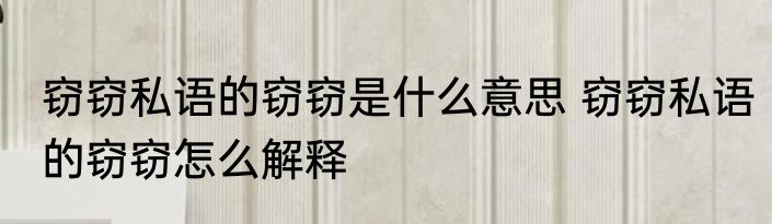 窃窃私语的窃窃是什么意思 窃窃私语的窃窃怎么解释