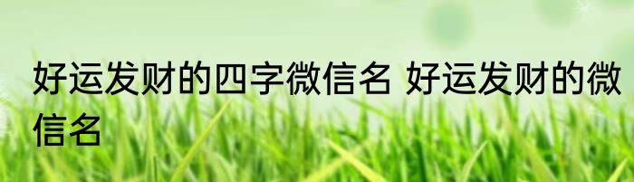 好运发财的四字微信名 好运发财的微信名