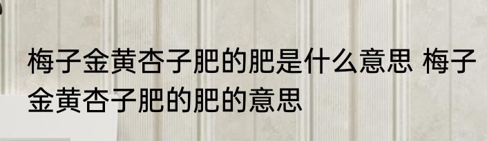 梅子金黄杏子肥的肥是什么意思 梅子金黄杏子肥的肥的意思