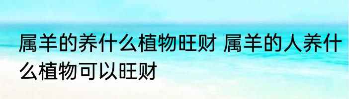属羊的养什么植物旺财 属羊的人养什么植物可以旺财