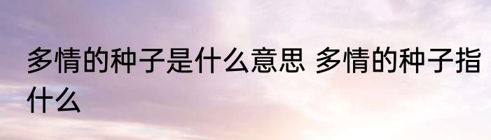 多情的种子是什么意思 多情的种子指什么
