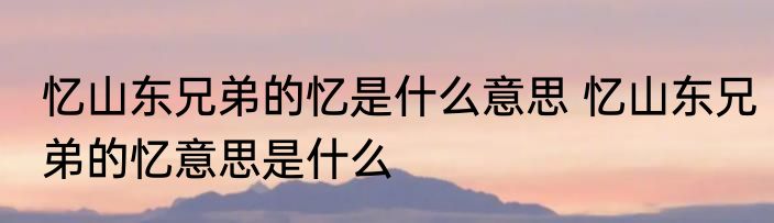 忆山东兄弟的忆是什么意思 忆山东兄弟的忆意思是什么