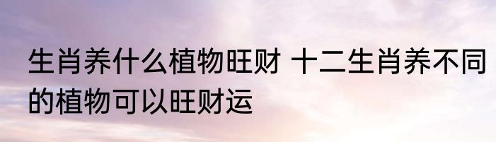 生肖养什么植物旺财 十二生肖养不同的植物可以旺财运
