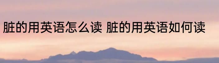 脏的用英语怎么读 脏的用英语如何读