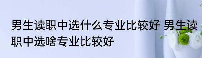 男生读职中选什么专业比较好 男生读职中选啥专业比较好