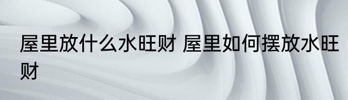 屋里放什么水旺财 屋里如何摆放水旺财