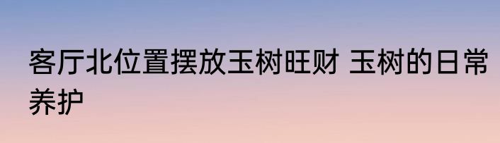 客厅北位置摆放玉树旺财 玉树的日常养护