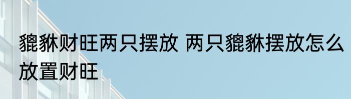 貔貅财旺两只摆放 两只貔貅摆放怎么放置财旺