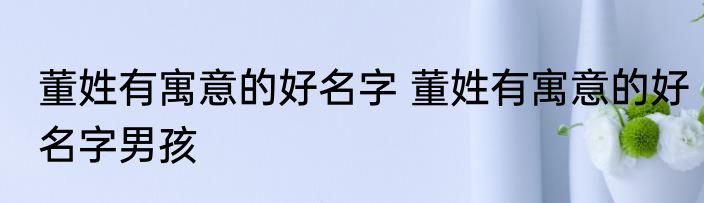 董姓有寓意的好名字 董姓有寓意的好名字男孩