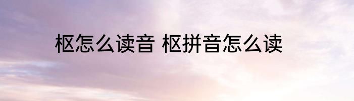 枢怎么读音 枢拼音怎么读