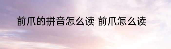 前爪的拼音怎么读 前爪怎么读