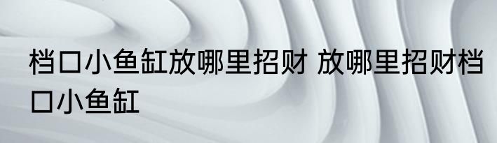 档口小鱼缸放哪里招财 放哪里招财档口小鱼缸