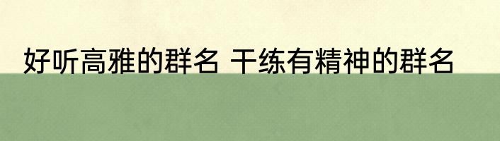 好听高雅的群名 干练有精神的群名