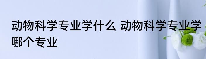 动物科学专业学什么 动物科学专业学哪个专业