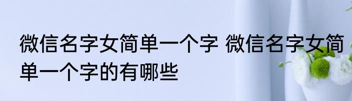 微信名字女简单一个字 微信名字女简单一个字的有哪些