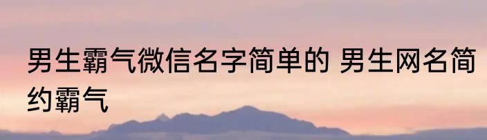 男生霸气微信名字简单的 男生网名简约霸气