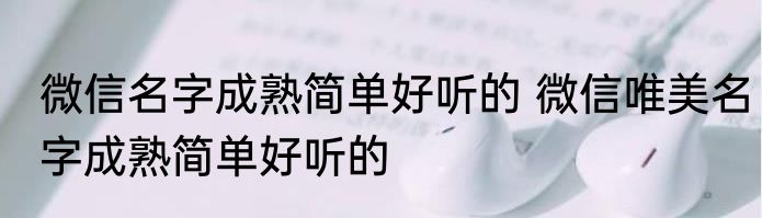 微信名字成熟简单好听的 微信唯美名字成熟简单好听的
