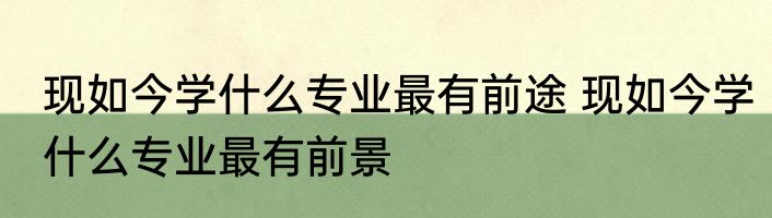 现如今学什么专业最有前途 现如今学什么专业最有前景