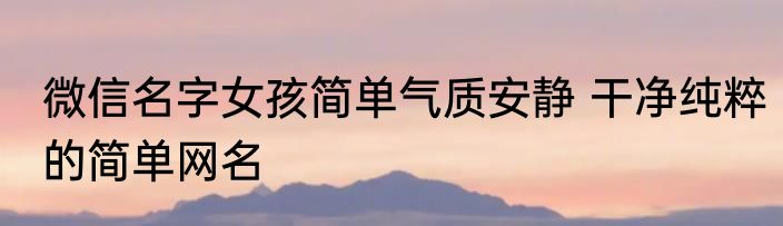 微信名字女孩简单气质安静 干净纯粹的简单网名