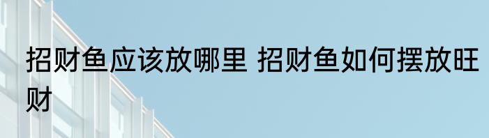 招财鱼应该放哪里 招财鱼如何摆放旺财