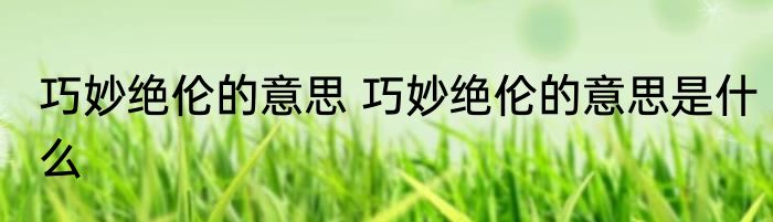 巧妙绝伦的意思 巧妙绝伦的意思是什么