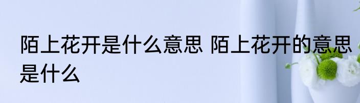 陌上花开是什么意思 陌上花开的意思是什么