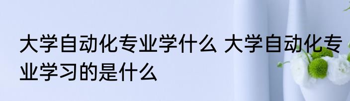 大学自动化专业学什么 大学自动化专业学习的是什么