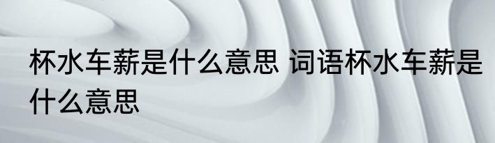 杯水车薪是什么意思 词语杯水车薪是什么意思