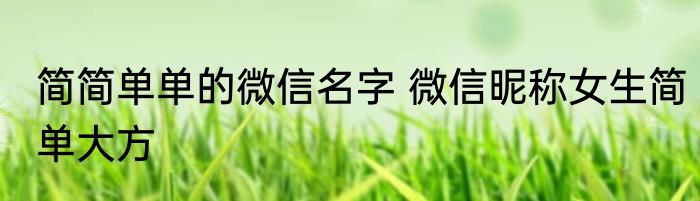 简简单单的微信名字 微信昵称女生简单大方