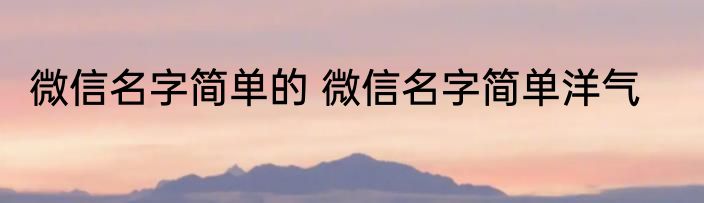 微信名字简单的 微信名字简单洋气