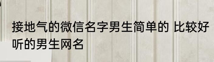 接地气的微信名字男生简单的 比较好听的男生网名