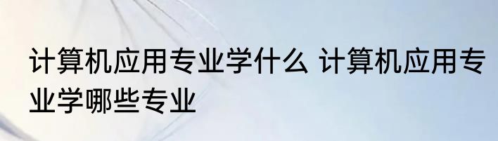计算机应用专业学什么 计算机应用专业学哪些专业