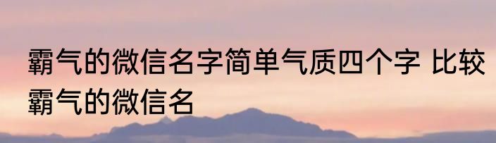 霸气的微信名字简单气质四个字 比较霸气的微信名