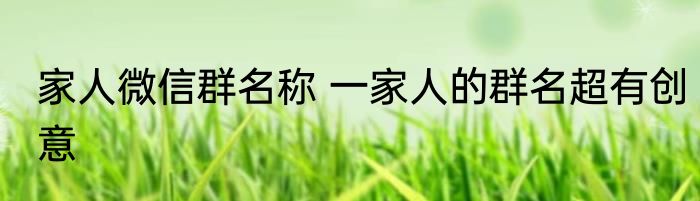 家人微信群名称 一家人的群名超有创意