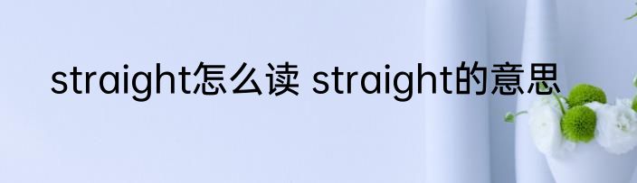 straight怎么读 straight的意思