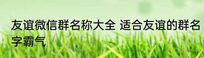 友谊微信群名称大全 适合友谊的群名字霸气