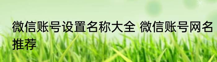 微信账号设置名称大全 微信账号网名推荐