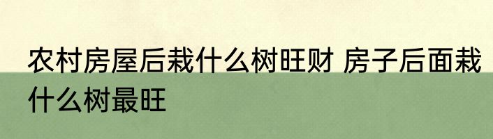 农村房屋后栽什么树旺财 房子后面栽什么树最旺